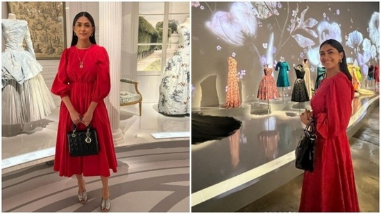 Mrunal Thakur, who is currently in Qatar, is spending a gala time in the city. Recently, the actor visited Dior's exquisite exhibition called the Dior Designer of Dreams and it stays true to its name – it is indeed dreamy. Mrunal shared a slew of pictures of herself visiting the exhibition, on her Instagram profile.(Instagram/@mrunalthakur)