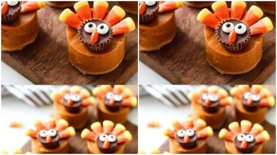 Any Thanksgiving is incomplete without the roasted turkey. What about some pumpkin pie turkeys to keep up with the spirit of Thanksgiving?(https://in.pinterest.com/)