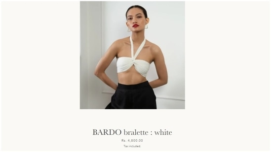 The bralette worn by Tara is priced at ₹4800 in Basque's official website.(https://www.basque.co.in/)