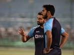 Jaipur, Nov 16 (ANI): India's Rohit Sharma and Venkatesh Iyer during a practice session ahead first T20 match against New Zealand, at Sawai Mansingh Stadium in Jaipur on Tuesday. (ANI Photo)(ANI) Jaipur, Nov 16 (ANI): India's Rohit Sharma and Venkatesh Iyer during a practice session ahead first T20 match against New Zealand, at Sawai Mansingh Stadium in Jaipur on Tuesday. (ANI Photo)(ANI)
