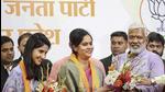 Rebel Congress MLA Aditi Singh and BSP MLA Bandana Singh a the BJP office in Lucknow on Wednesday. (PTI Photo) Rebel Congress MLA Aditi Singh and BSP MLA Bandana Singh a the BJP office in Lucknow on Wednesday. (PTI Photo)