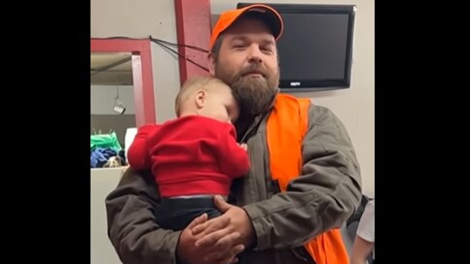 Baby runs to stranger, refuses to let him go. Watch heartwarming video