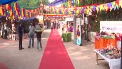 The Aadi Mahotsav festival is organised in an aim to empower tribal businesses. “About 8000-10,000 people show up every day, and the number goes up on weekends. On an average,  <span class='webrupee'>₹</span>40 lakh per day sale &amp; highest has been  <span class='webrupee'>₹</span>60 lakhs - last Sunday,” Pravir Krishna, Managing Director TRIFED was quoted saying by news agency ANI. (ANI)