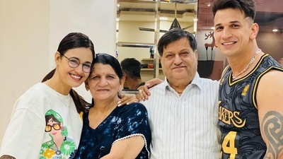 Yuvika Chaudhary shared a series of pictures from the birthday celebration. She captioned the post, “When you listen to my heart, you would find it always says your name. Happy birthday my heart’s beat.” (Instagram) Yuvika Chaudhary shared a series of pictures from the birthday celebration. She captioned the post, “When you listen to my heart, you would find it always says your name. Happy birthday my heart’s beat.” (Instagram)