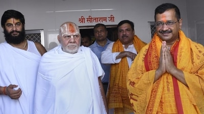 In October, Arvind Kejriwal offered prayers at the Shri Ram Janmabhoomi in Ayodhya. (PTI Photo/File) In October, Arvind Kejriwal offered prayers at the Shri Ram Janmabhoomi in Ayodhya. (PTI Photo/File)