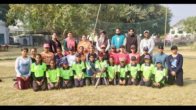 Participants during the 8th Sub-junior Punjab State Baseball Championship at Government Girls Senior Secondary School in Gill village, Ludhiana, on Wednesday. (HT photo) Participants during the 8th Sub-junior Punjab State Baseball Championship at Government Girls Senior Secondary School in Gill village, Ludhiana, on Wednesday. (HT photo)