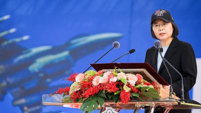 Tsai Ing-wen, Taiwan’s president, speaks at a ceremony in Chiayi County. China has criticised the US decision to invite Taiwan to a democracy summit, calling the decision a “mistake” and asking Washington not to collude with Taiwan “independence” separatists. (Bloomberg) Tsai Ing-wen, Taiwan’s president, speaks at a ceremony in Chiayi County. China has criticised the US decision to invite Taiwan to a democracy summit, calling the decision a “mistake” and asking Washington not to collude with Taiwan “independence” separatists. (Bloomberg)