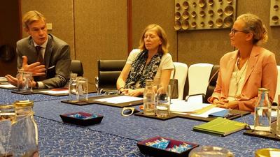 (Left to -Right)Klas Molin, Ambassador of Sweden to India; Sara Larsson, general manager, Swedish Chamber of Commerce India; Anna Lekvall, Consul General of Sweden in Mumbai. (HT PHOTO) (Left to -Right)Klas Molin, Ambassador of Sweden to India; Sara Larsson, general manager, Swedish Chamber of Commerce India; Anna Lekvall, Consul General of Sweden in Mumbai. (HT PHOTO)