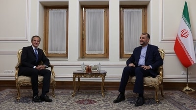 International Atomic Energy Agency (IAEA) Director General Rafael Grossi meets with Iran's Foreign Minister Hossein Amir-Abdollahian, in Tehran, Iran. (via REUTERS)
