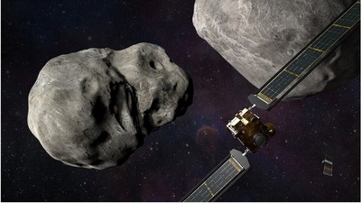 An artist's illustration of mission to deflect asteroids in space. (Courtesy: Nasa) An artist's illustration of mission to deflect asteroids in space. (Courtesy: Nasa)