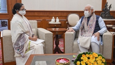 Bengal CM Mamata calls on PM Modi in New Delhi on Wednesday. (PTI) Bengal CM Mamata calls on PM Modi in New Delhi on Wednesday. (PTI)