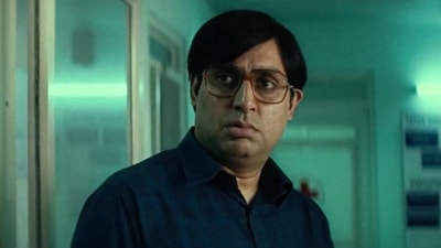 Abhishek Bachchan in a still from Bob Biswas. Abhishek Bachchan in a still from Bob Biswas. 