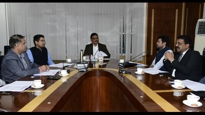 MC commissioner Pardeep Sabharwal during a meeting with officials from Ludhiana Smart City Limited on Wednesday. (Harsimar Pal Singh/HT) MC commissioner Pardeep Sabharwal during a meeting with officials from Ludhiana Smart City Limited on Wednesday. (Harsimar Pal Singh/HT)