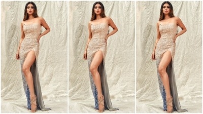 Mouni posted pictures of herself wearing the ombre gold and blue sequinned dress on Wednesday, November 24. It's from the shelves of the Milan-based fashion label Gretel Z. Celebrity stylist Maneka Harisinghani, who also works with Malaika Arora and Nora Fatehi, styled Mouni's shimmering look. (Instagram/@imouniroy) Mouni posted pictures of herself wearing the ombre gold and blue sequinned dress on Wednesday, November 24. It's from the shelves of the Milan-based fashion label Gretel Z. Celebrity stylist Maneka Harisinghani, who also works with Malaika Arora and Nora Fatehi, styled Mouni's shimmering look. (Instagram/@imouniroy)
