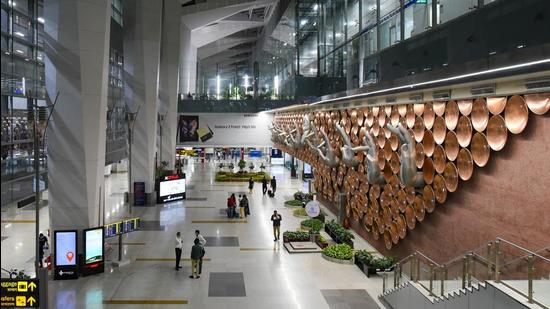 Passengers at Terminal 3 of the New Delhi airport on Tuesday. (Hindustan Times)