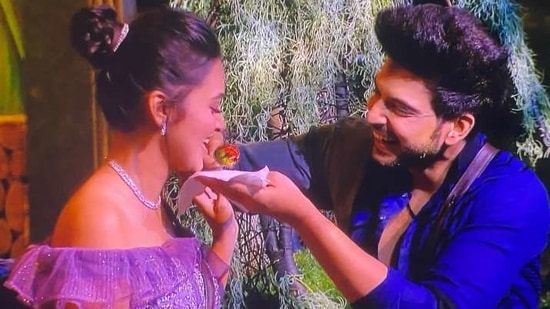 Karan Kundrra and Tejasswi Prakash in a still from Bigg Boss 15. (Instagram) Karan Kundrra and Tejasswi Prakash in a still from Bigg Boss 15. (Instagram)