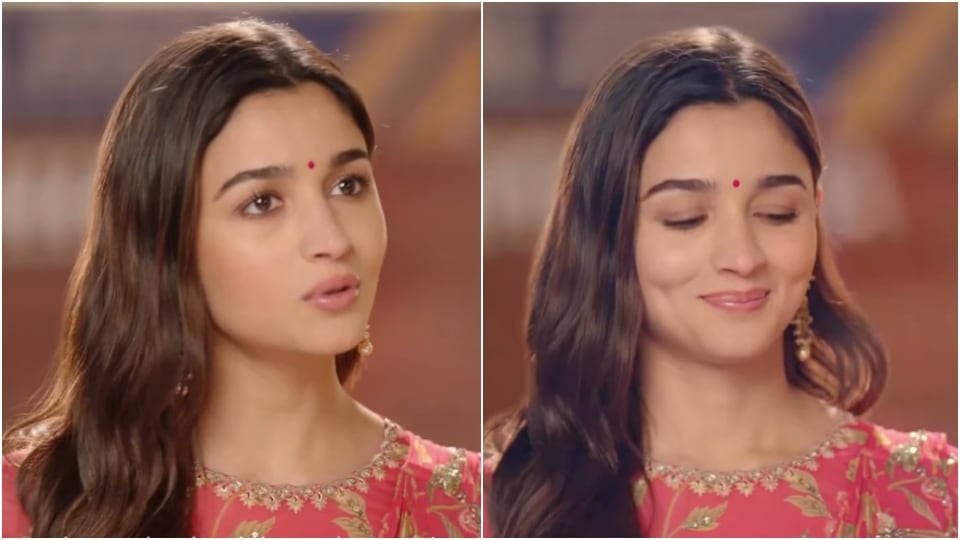 Alia Bhatt in a floral printed saree.&nbsp;(YouTube/Flipkart)