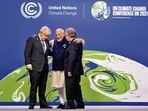 PM Narendra Modi with British PM Boris Johnson and UN Secretary General Antonio Guterres at the Glasgow Summit in Scotland on November 1.
