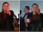 Alia Bhatt interacting with her fan at AP Dhillon's concert in Gurugram. Alia Bhatt interacting with her fan at AP Dhillon's concert in Gurugram.