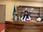 The surprise announcement by the Taliban spokesperson left a small Maitland-based company Cpharm inundated with requests for comment.(Twitter / @SaeedKhosty) The surprise announcement by the Taliban spokesperson left a small Maitland-based company Cpharm inundated with requests for comment.(Twitter / @SaeedKhosty)