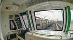 The view from inside a driverless train on the Pink Line of the Delhi Metro network in New Delhi on Thursday. (PTI)