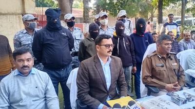 The Jharkhand police press conference in Ranchi on Thursday. (HT photo) The Jharkhand police press conference in Ranchi on Thursday. (HT photo)