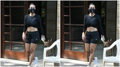 She tied her hair into a messy bun as she made her way to the gym. (HT Photos/Varinder Chawla) She tied her hair into a messy bun as she made her way to the gym. (HT Photos/Varinder Chawla)