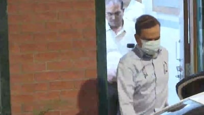 Param Bir Singh was seen leaving the crime branch unit-11 in an official vehicle around 6.15pm. (ANI Twitter) Param Bir Singh was seen leaving the crime branch unit-11 in an official vehicle around 6.15pm. (ANI Twitter)