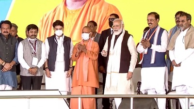Prime Minister Narendra Modi on Thursday laid the foundation stone of Noida International Airport in Jewar, Gautam Buddha Nagar, Uttar Pradesh and said the airport will develop the tourism and agriculture sector in Uttar Pradesh and pilgrims will be able to easily travel to temples and shrines in the state. (PTI) Prime Minister Narendra Modi on Thursday laid the foundation stone of Noida International Airport in Jewar, Gautam Buddha Nagar, Uttar Pradesh and said the airport will develop the tourism and agriculture sector in Uttar Pradesh and pilgrims will be able to easily travel to temples and shrines in the state. (PTI)