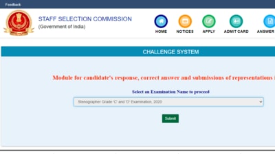 SSC stenographer Grade C &amp; D 2020 answer key: Stenographer Grade ‘C’ and ‘D’ Examination 2020 was held on November 11, 12 and 15, 2021 at different centres across the country. (ssc.nic.in)