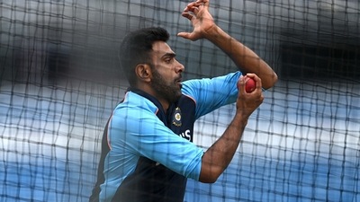 R Ashwin bowls in the nets. (Getty) R Ashwin bowls in the nets. (Getty)