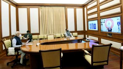 Prime Minister Narendra Modi chairs the meeting of the 39th edition of Pragati in New Delhi on Wednesday. (ANI) Prime Minister Narendra Modi chairs the meeting of the 39th edition of Pragati in New Delhi on Wednesday. (ANI)