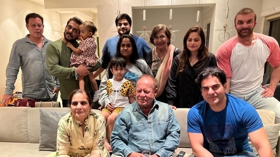 Salman Khan with his family at Salim Khan’s birthday party.