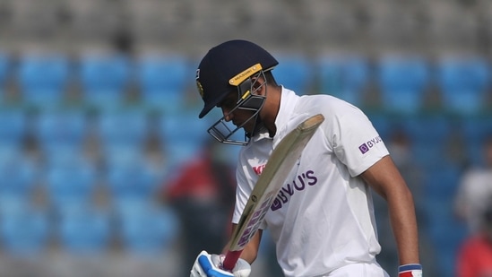 Shubman Gill leaves the field after being dismissed during the day one of first Test against New Zealand in Kanpur.&nbsp;(AP)