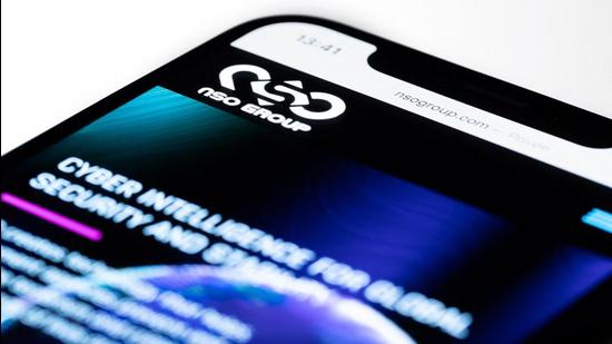 A file photo of a smartphone with the website of Israel's NSO Group on display, in Paris. (AFP/File) A file photo of a smartphone with the website of Israel's NSO Group on display, in Paris. (AFP/File)