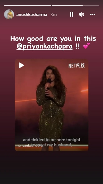 Anushka Sharma re-shared a post by Priyanka Chopra.