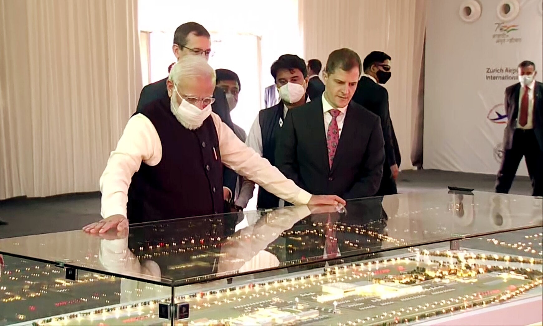 Prime Minister Narendra Modi during the foundation stone laying ceremony for the Noida International Airport, in Jewar on November 25, 2021. (ANI Photo) Prime Minister Narendra Modi during the foundation stone laying ceremony for the Noida International Airport, in Jewar on November 25, 2021. (ANI Photo)
