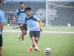 Mumbai City FC midfielder Lalengmawia Ralte (Apuia) during a practice session. (Twitter/MumbaiCityFC)