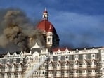 The iconic Taj Hotel up in flames on November 26, 2008 (HT Photos)