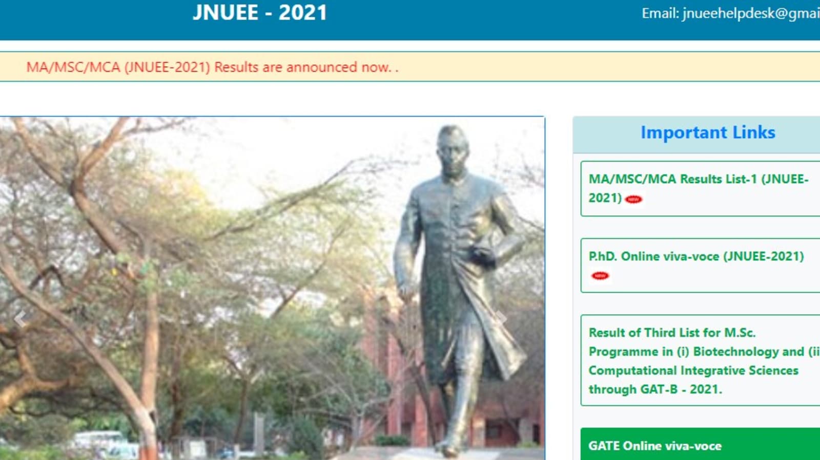 JNU entrance exam 2021 results for MA, MSC, MCA out at jnuee.jnu.ac.in, link