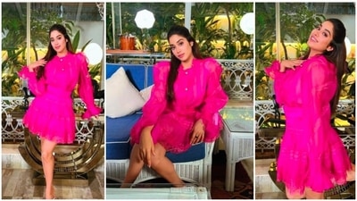 Actor Janhvi Kapoor, who never fails to impress the fashion police with her impeccable fashion sense, was recently spotted wearing a fuchsia pink skirt set which she picked from Nedo by Nedret Taciroglu's Spring Summer 2020 collection. (Instagram/@tanghavri) Actor Janhvi Kapoor, who never fails to impress the fashion police with her impeccable fashion sense, was recently spotted wearing a fuchsia pink skirt set which she picked from Nedo by Nedret Taciroglu's Spring Summer 2020 collection. (Instagram/@tanghavri)