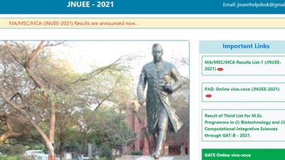 JNU entrance exam 2021 results: Candidates who have appeared in JNUEE-21 for MA, MSc and MCA courses can check their results on the official website of JNU on jnuee.jnu.ac.in. (jnuee.jnu.ac.in)