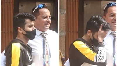 Arbaaz Merchant did not want to pose for pictures outside the NCB office. (Varinder Chawla) Arbaaz Merchant did not want to pose for pictures outside the NCB office. (Varinder Chawla)