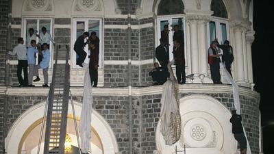 26/11: Hostages and guests being rescued at Hotel Taj. (Hindustan Times) 26/11: Hostages and guests being rescued at Hotel Taj. (Hindustan Times)