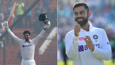 Virat Kohli lauded Shreyas Iyer for a century on Test debut. (BCCI/Getty) Virat Kohli lauded Shreyas Iyer for a century on Test debut. (BCCI/Getty)