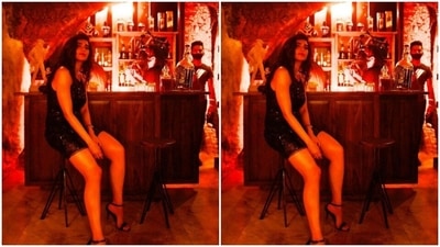 Karishma portrayed her love for black in a short dress. (Instagram/@karishmaktanna) Karishma portrayed her love for black in a short dress. (Instagram/@karishmaktanna)