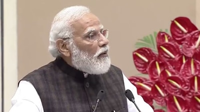 Prime Minister Narendra Modi speaks at Vigyan Bhavan on Friday.&nbsp;