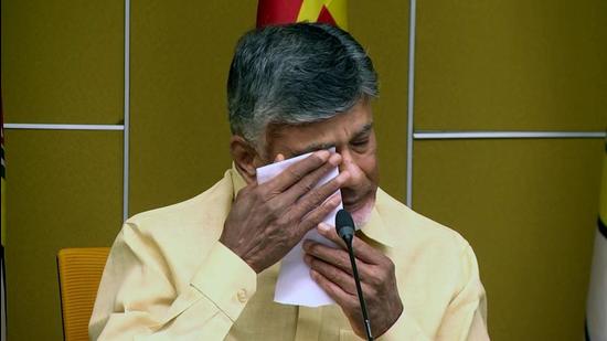 Telugu Desam Party (TDP) president N Chandrababu Naidu breaks down and vows not to step into Andhra Pradesh assembly for the rest of its term after getting alleged abusive comments from YSRCP supporters about his wife Bhuvaneshwari in Amaravati. (ANI) Telugu Desam Party (TDP) president N Chandrababu Naidu breaks down and vows not to step into Andhra Pradesh assembly for the rest of its term after getting alleged abusive comments from YSRCP supporters about his wife Bhuvaneshwari in Amaravati. (ANI)