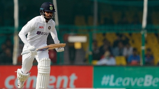 India's Shreyas Iyer runs between the wicket during the Day-1 of the 1st Test match between India and New Zealand, at Green Park International Stadium, in Kanpur on Thursday. (ANI)