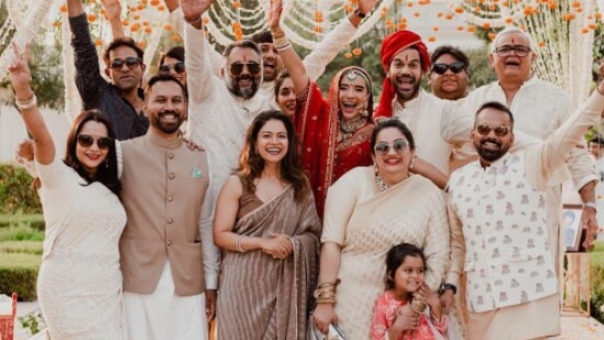 One of the pictures from Rajkummar Rao and Patralekhaa's wedding shared by Raj and DK.